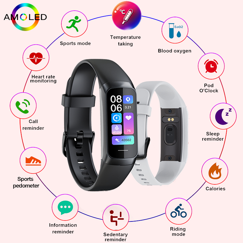 Health Wellness Bracelet - LIGE 1.1 Inch Amoled Heart Rate