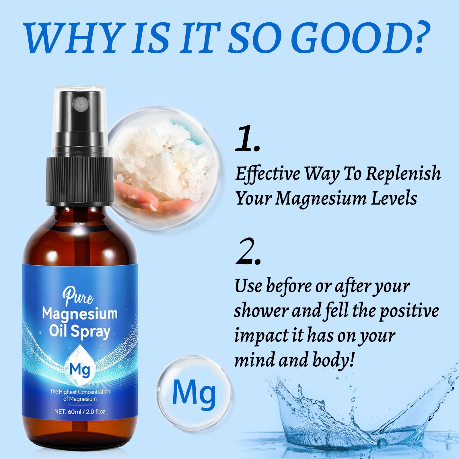 Magnesium Oil Spray 60ml Muscl - đánh giá và giá Bath Salts Magnesium