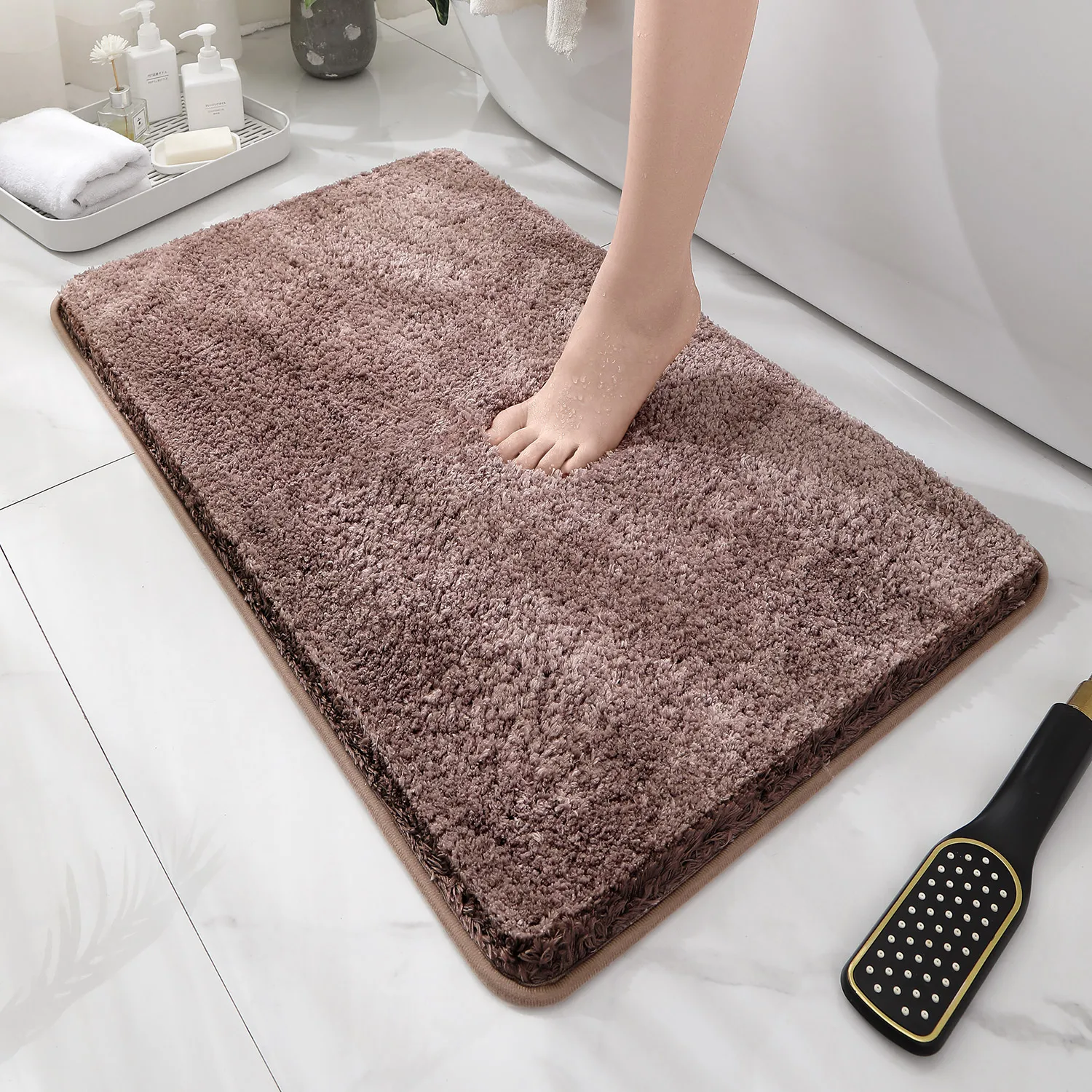Rounded and thickened bathroom - đánh giá và giá Bamboo Bath Mat